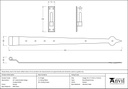 Pewter 35&quot; Hook &amp; Band Hinge - Cranked (pair) - 33741 - Technical Drawing