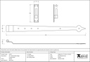 Pewter 35" Hook & Band Hinge - Cranked (pair) - 33741 - Technical Drawing