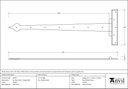 Pewter 36&quot; Barn Door T Hinge (pair) - 45597 - Technical Drawing