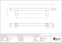 Pewter 400mm Pull Handle - 73185 - Technical Drawing