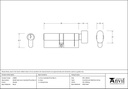 Pewter 40/40 5pin Euro Cylinder/Thumbturn - 45850 - Technical Drawing