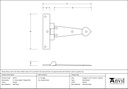 Pewter 4&quot; Arrow Head T Hinge (pair) - 33774 - Technical Drawing