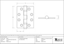 Pewter 4&quot; Ball Bearing Butt Hinge (Pair) ss - 90027 - Technical Drawing