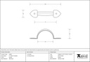 Pewter 4&quot; Gothic D Handle - 33640 - Technical Drawing