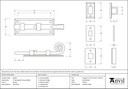 Pewter 4&quot; Monkeytail Universal Bolt - 46238 - Technical Drawing