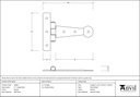 Pewter 4&quot; Penny End T Hinge (pair) - 33650 - Technical Drawing
