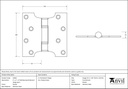 Pewter 4&quot; x 2&quot; x 4&quot; Parliament Hinge (pair) ss - 33044 - Technical Drawing