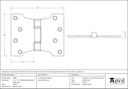 Pewter 4&quot; x 3&quot; x 5&quot; Parliament Hinge (pair) ss - 33046 - Technical Drawing
