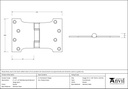 Pewter 4&quot; x 4&quot; x 6&quot; Parliament Hinge (pair) ss - 33048 - Technical Drawing