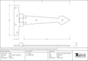 Pewter 6&quot; Arrow Head T Hinge (pair) - 33651 - Technical Drawing
