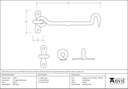 Pewter 6&quot; Forged Cabin Hook - 83793 - Technical Drawing