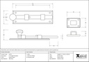 Pewter 6&quot; Straight Knob Bolt - 33723 - Technical Drawing