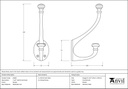 Pewter 7 3/4&quot; Hat &amp; Coat Hook - 45602 - Technical Drawing