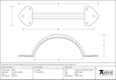 Pewter 8&quot; Gothic D Handle - 33642 - Technical Drawing