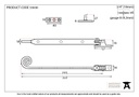 Pewter 8&quot; Monkeytail Stay - 33630 - Technical Drawing