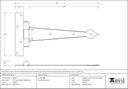 Pewter 9" Arrow Head T Hinge (pair) - 33790 - Technical Drawing