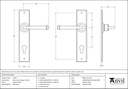 Pewter Avon Lever Espag. Lock Set - 33704 - Technical Drawing