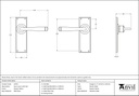 Pewter Avon Lever Latch Set - 33701 - Technical Drawing