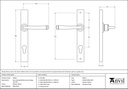 Pewter Avon Slimline Lever Espag. Lock Set - 33034 - Technical Drawing