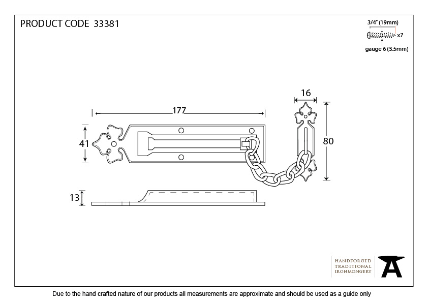 Pewter Door Chain - 33381 - Technical Drawing
