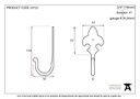 Pewter Fleur-De-Lys Coat Hook - 33722 - Technical Drawing