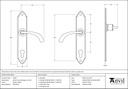 Pewter Gothic Curved Lever Espag. Lock Set - 33765 - Technical Drawing