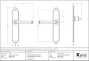 Pewter Gothic Lever Latch Set - 33601 - Technical Drawing