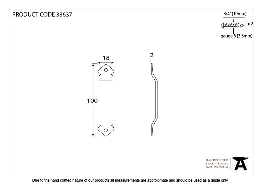 Pewter Gothic Screw on Staple - 33637 - Technical Drawing