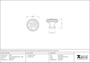 Pewter Hammered Cabinet Knob - Large - 33625 - Technical Drawing