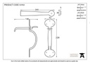Pewter Heavy Bean Thumblatch - 33763 - Technical Drawing