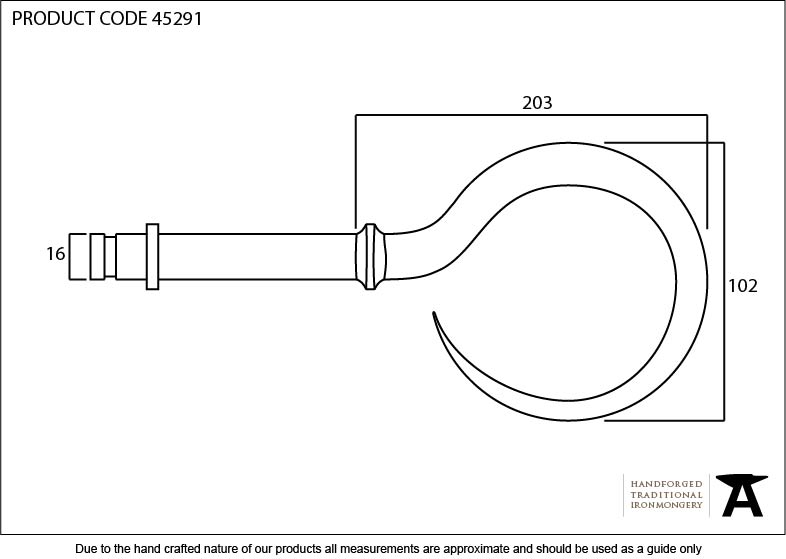 Pewter Hook Curtain Finial (Pair) - 45291 - Technical Drawing