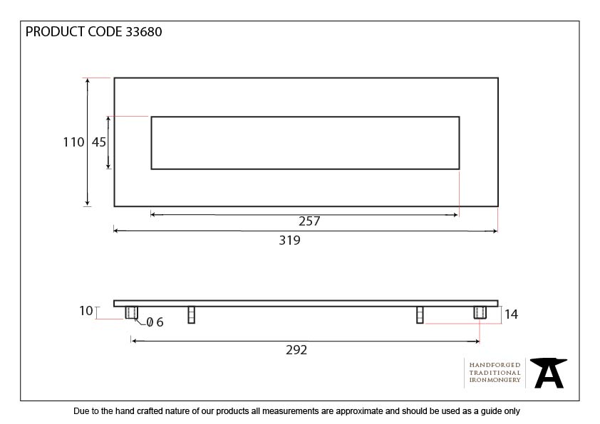 Pewter Large Letter Plate - 33680 - Technical Drawing