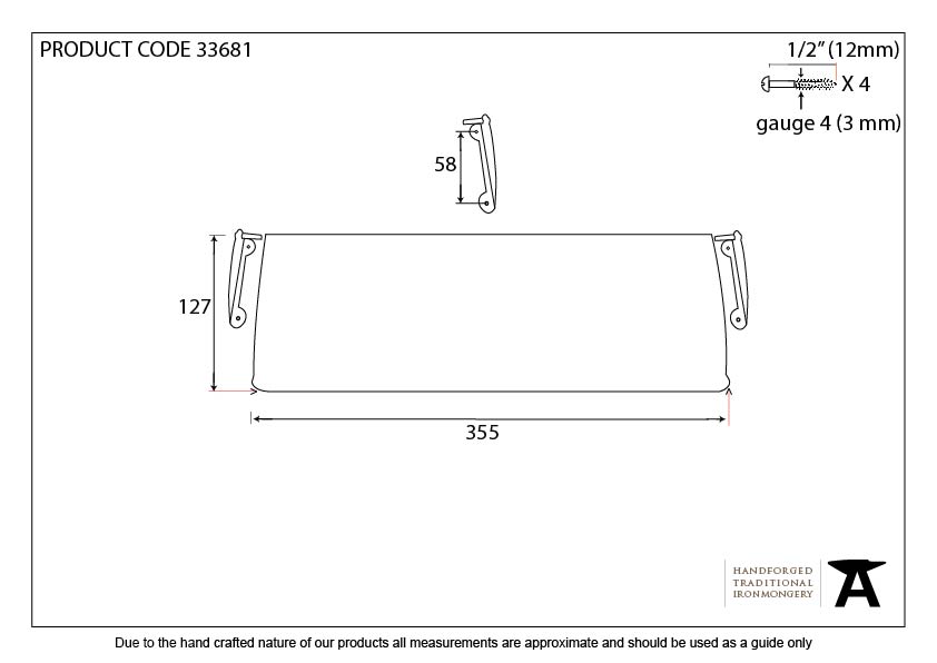 Pewter Large Letter Plate Cover - 33681 - Technical Drawing