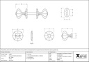 Pewter Large Octagonal Mortice/Rim Knob Set - 33066 - Technical Drawing