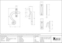 Pewter Locking Monkeytail Fastener - LH - 33725 - Technical Drawing