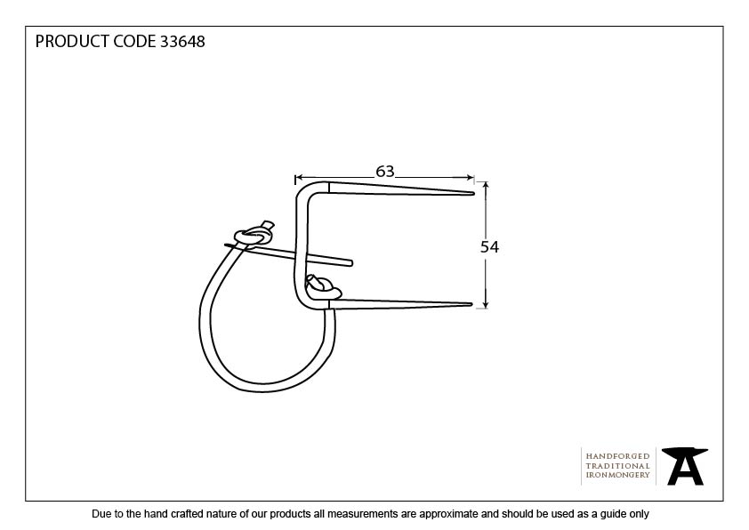 Pewter Locking Staple Pin - 33648 - Technical Drawing