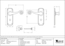 Pewter Monkeytail Lever Bathroom Set - 33617 - Technical Drawing