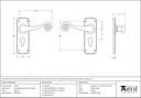 Pewter Monkeytail Lever Euro Lock Set - 45592 - Technical Drawing