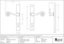 Pewter Monkeytail Slimline Lever Espag. Lock Set - LH - 33038L - Technical Drawing