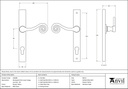 Pewter Monkeytail Slimline Lever Espag. Lock Set - RH - 33038R - Technical Drawing
