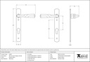 Pewter Narrow Lever Espag. Lock Set - 33633 - Technical Drawing