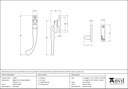 Pewter Night-Vent Locking Peardrop Fastener - LH - 33025 - Technical Drawing