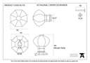 Pewter Octagonal Centre Door Knob - 83778 - Technical Drawing