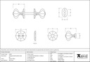 Pewter Octagonal Mortice/Rim Knob Set - 33643 - Technical Drawing