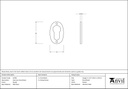 Pewter Oval Euro Escutcheon - 33706 - Technical Drawing