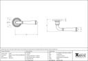 Pewter Regency Lever on Rose Set (Beehive) - 45645 - Technical Drawing