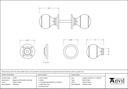 Pewter Regency Mortice/Rim Knob Set - 45156 - Technical Drawing