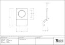 Pewter Rim Cylinder Pull - 91509 - Technical Drawing