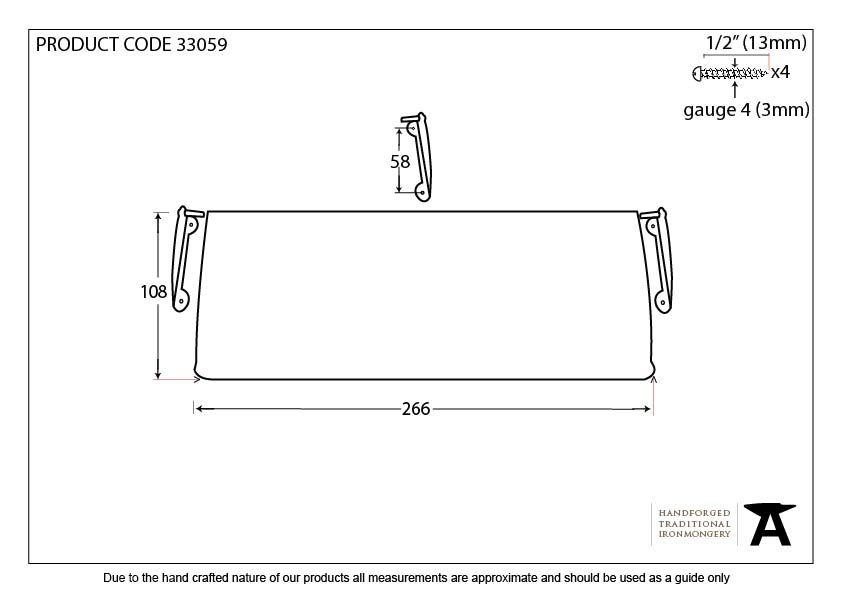 Pewter Small Letter Plate Cover - 33059 - Technical Drawing