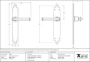 Pewter Tudor Lever Latch Set - 33609 - Technical Drawing